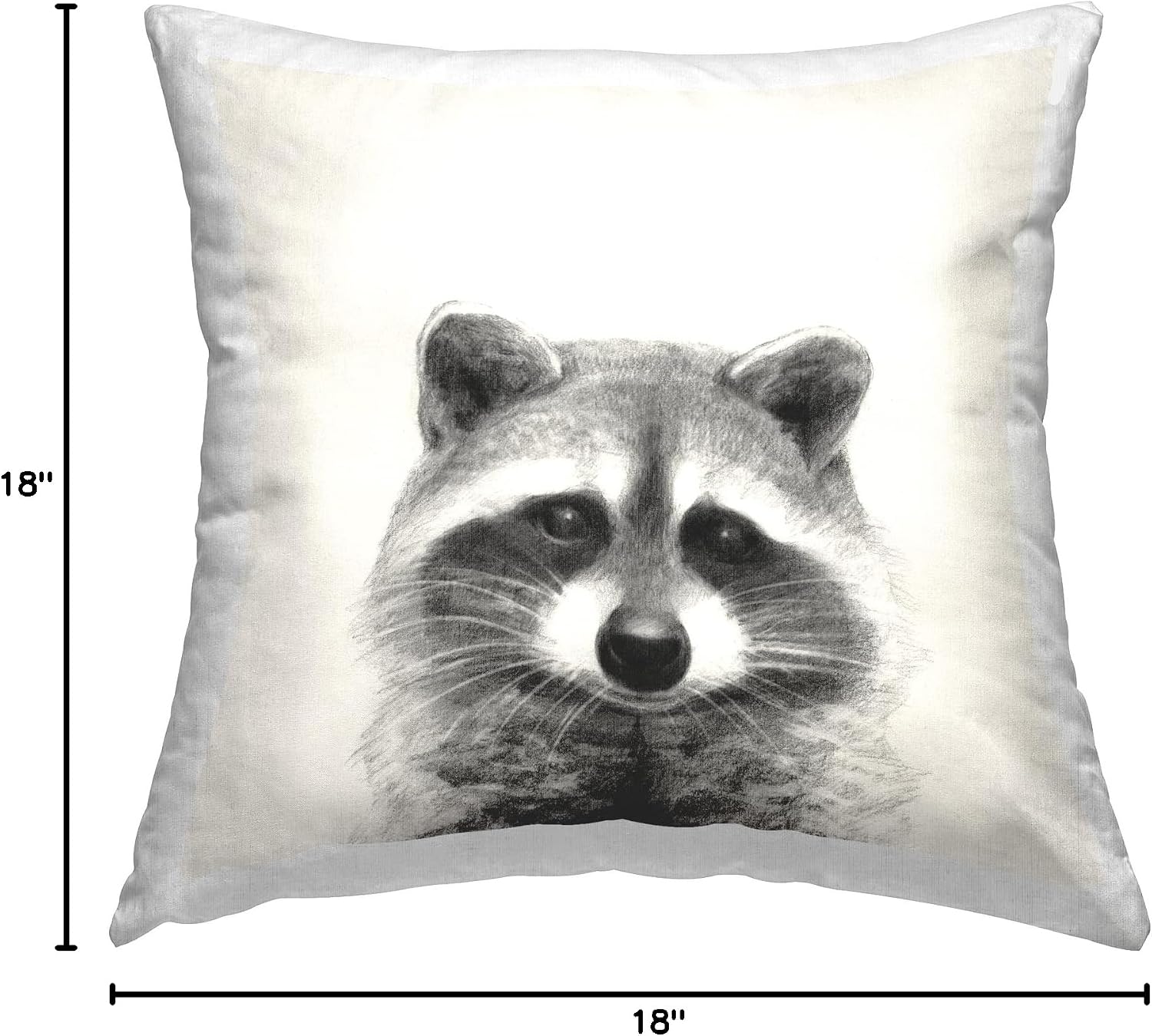 Stupell Industries Raccoon Portrait Soft Grey Illustration Design by Victoria Borges Pillow, 18 x 18, Beige