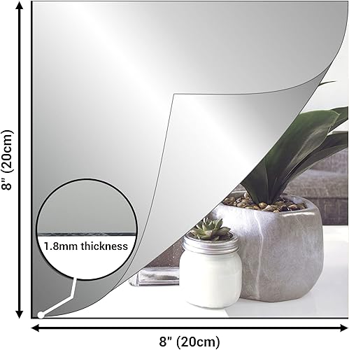 Miniatura 2 de IFAMIO Paquete de 4 láminas de espejo acrílicas autoadhesivas de 8 x 8 pulgadas, flexibles, sin vidrio, espejos de pared de plástico, calcomanías de