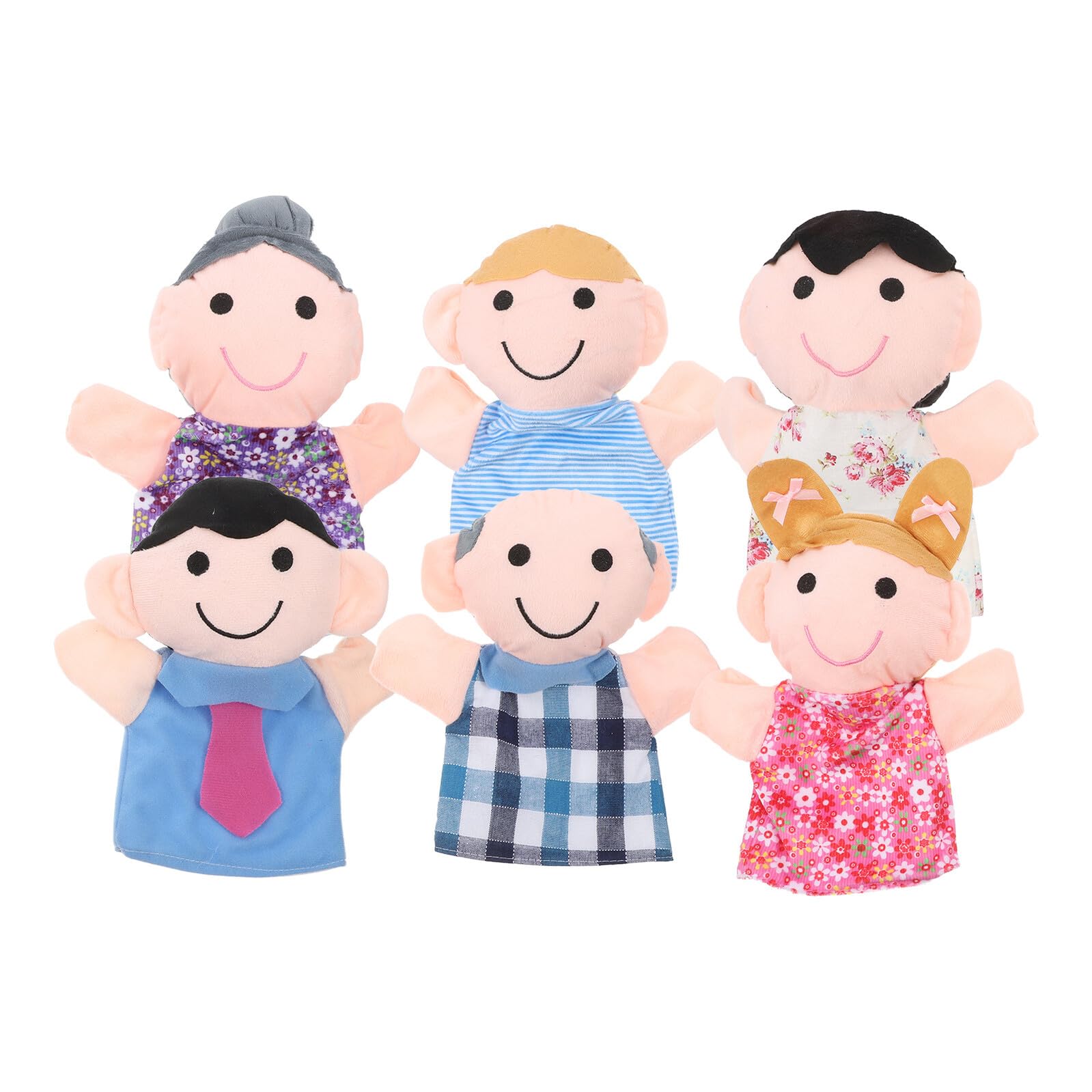 Marionetas Familiares de Mano para Pequeños 6 Piezas, Muñecos de Tela Suaves para Teatro Escolar y Juegos de rol, Conjunto de Títeres de Familia para Bebés 1 a 4 Varios Estilos