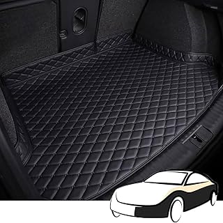 YXFCD Car Leather Boot Mat for BMW 5 Series-5 Touring 520i 520d 520e 530i, Boot Liner Protective Mat Waterproof Non-Slip Boot Protection Interior Accessories, A/Black