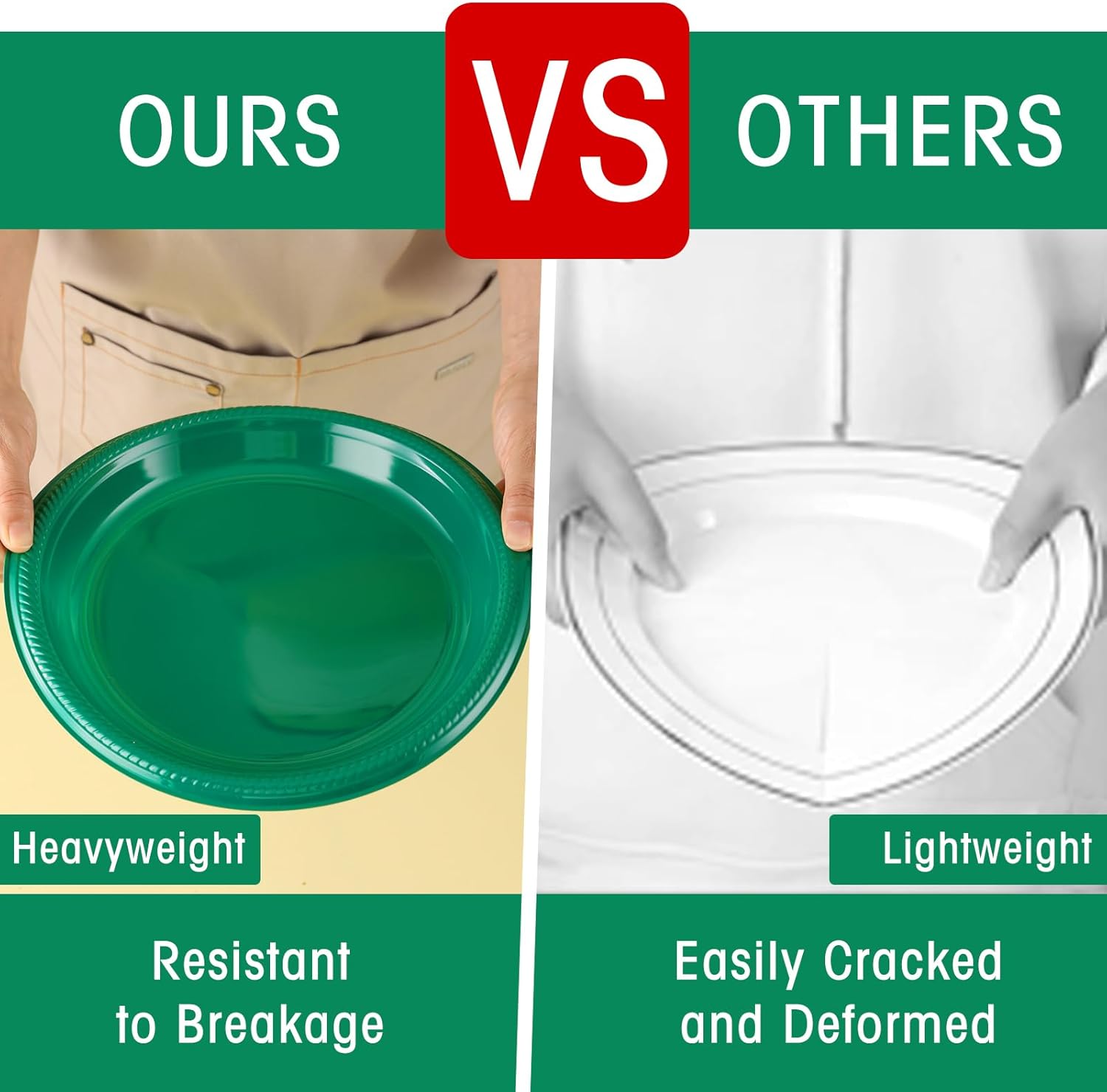 Green Plastic Plates Disposable 10 inch | 50 PCS Green Disposable Plates for Party, Picnic, Birthday, BBQ, Graduation, St Patricks Day - Image 5