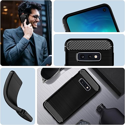 Miniatura 7 de Qiinogow Funda compatible con Samsung Galaxy S10e, funda delgada para teléfono con absorción de golpes, funda protectora de goma TPU de fibra de
