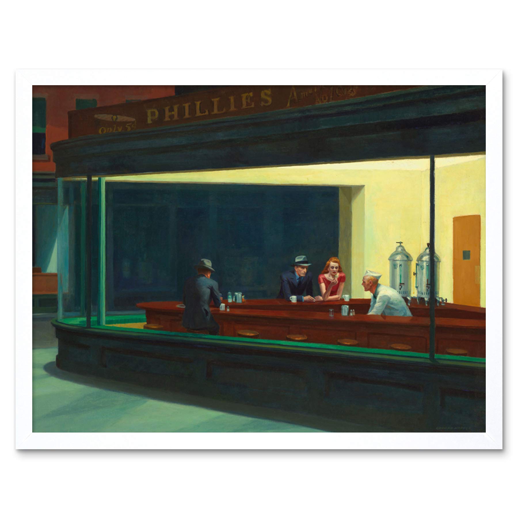 Edward Hopper Nighthawks Iconic Painting Art Print Framed Poster Wall Decor 12x16 inch