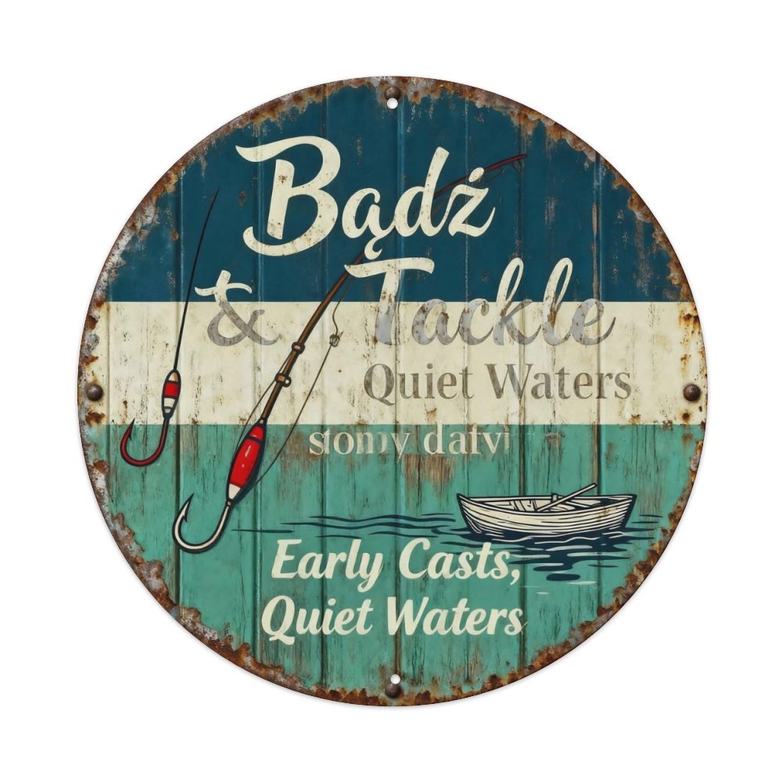 Bait Tackle Fishing Cabin Decor Metal Tin Sign Plaque