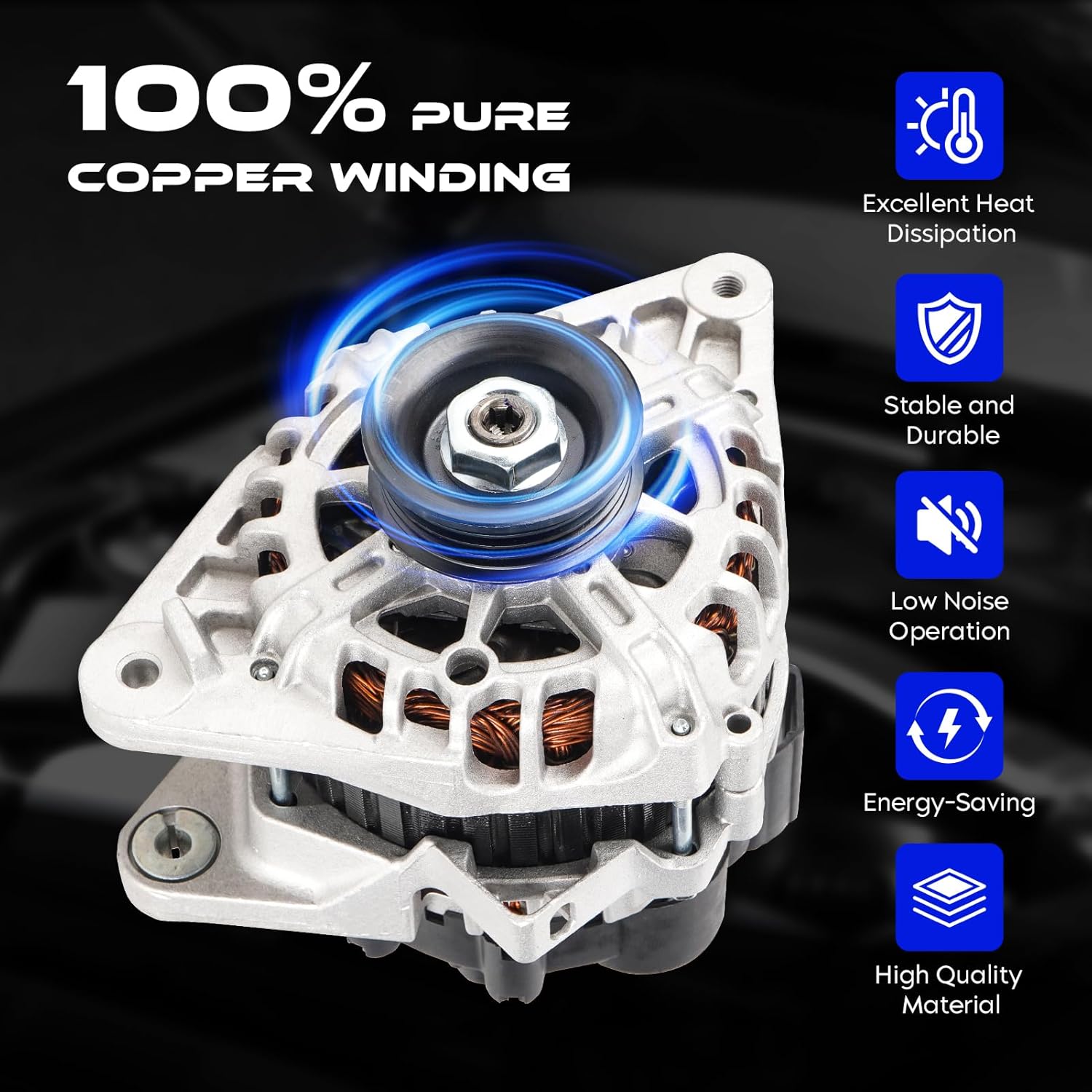 New Alternator 2.0 2.0L for Hyundai Elantra 07-12 (11-12 only for touring GLS/SE), for Kia Spectra 2.0L 07-09, for Spectra5 2.0L 07-09(only for SX), for Soul 2.0L 10-11, for 11311N (Only for 2pin)