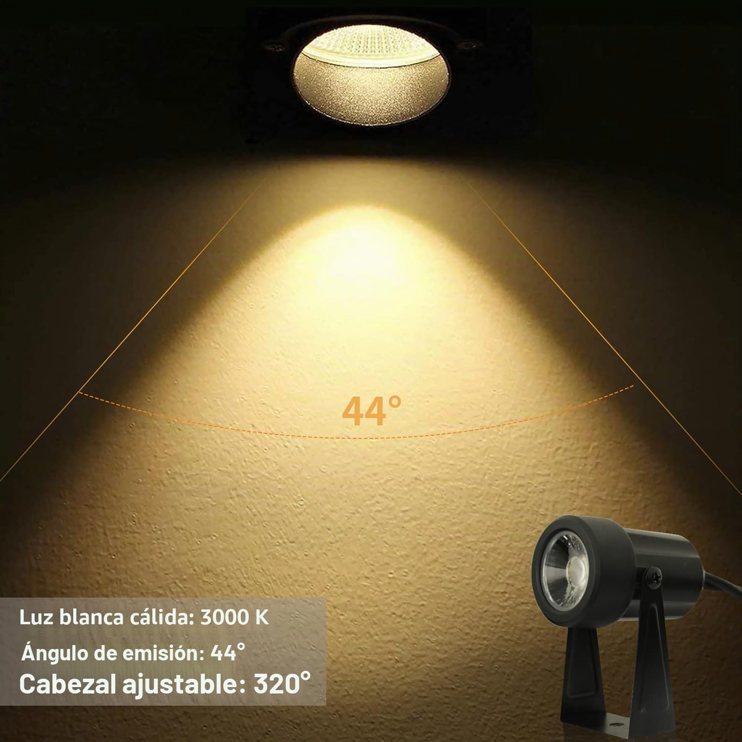 Bomcosy Focos de Jardín Alimentados Por Red, Luces de Paisaje de 14 M, 3000 K 14 V IP65, Impermeable, Luces de JardíN Al Aire Libre, IluminacióN de Camino Para CéSped, Patio, Entrada, Decoración