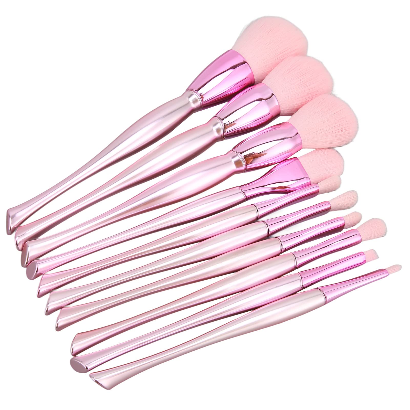 Set di 10 pennelli per trucco, setole morbide, impugnatura comoda, pennello per evidenziatore ombretto in polvere, rosa per uso professionale e trucco quotidiano realizzato in ABS