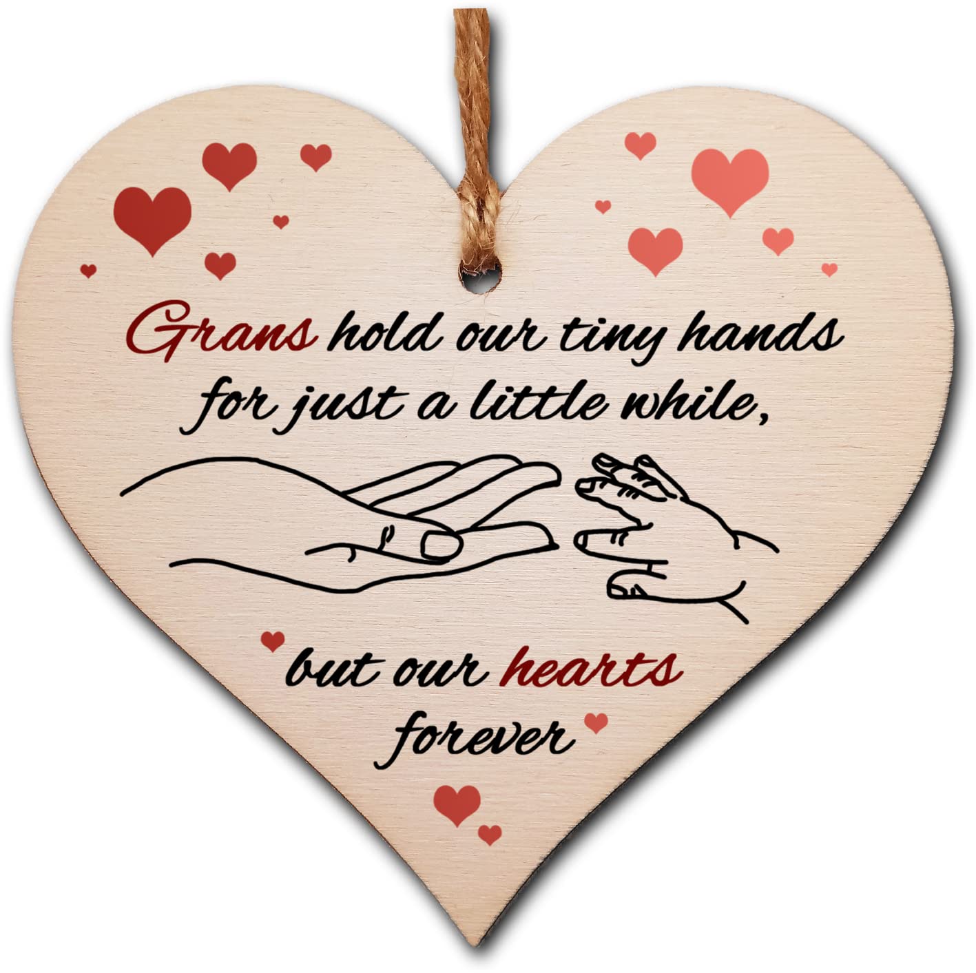 Gift In Can Handmade Wooden Hanging Heart Plaque Gift For Grans From Kids Babies Thoughtful Keepsake