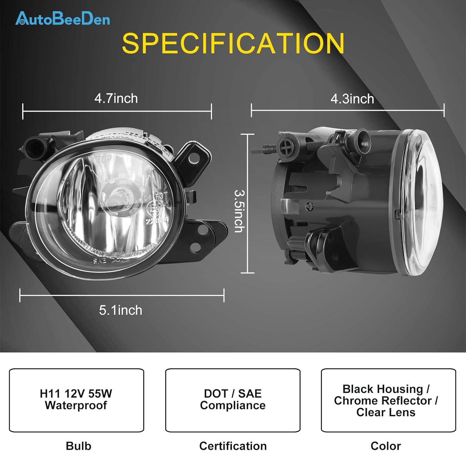 Fog Lights compatible with Mercedes Benz MB C200 C230 C300 C350 CL550 CL600 CLS500 CLS550 E200 E300 E350 E500 E550 E63 AMG GL320 GL500 GL550 GLK250 CLK350 ML320 ML550 S550 S600 (Clear)