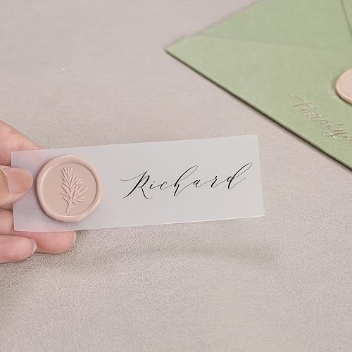 Miniatura 7 de UNIQOOO Calcomanías de sello de cera, calcomanías de sello de invitación de boda de romero, 100 calcomanías autoadhesivas de color gris pardo,