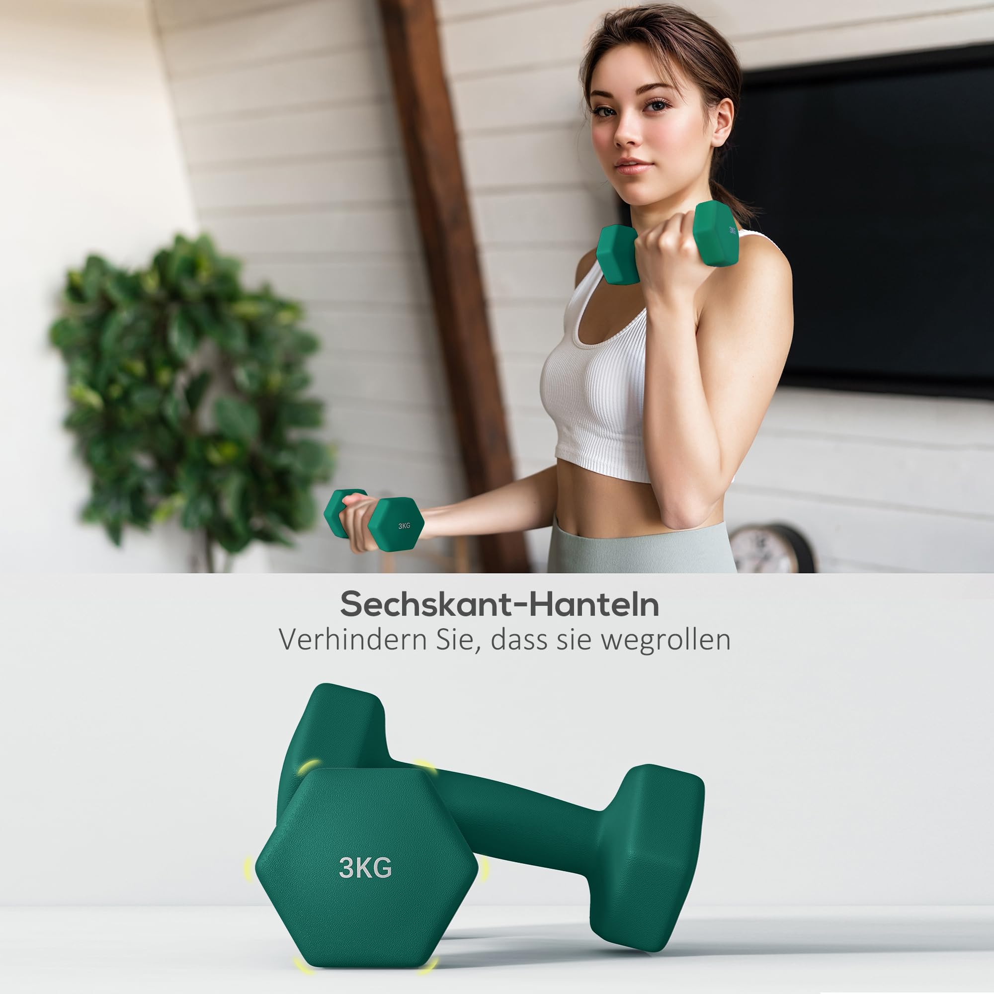 SPORTNOW Hanteln Set 6 Kurzhanteln mit Klappbarem Hantelständer, 2 x 1/2/3/4/5kg Hexagon-Hanteln, Kugelhantel für Fitness, Gymnastik, Zuhause