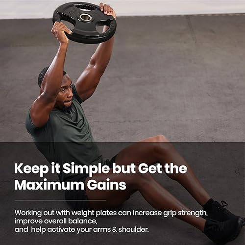 Miniatura 5 de LIONSCOOL Placa de agarre olímpica con revestimiento de goma de 2 pulgadas en pares o individual para entrenamiento de fuerza, levantamiento de