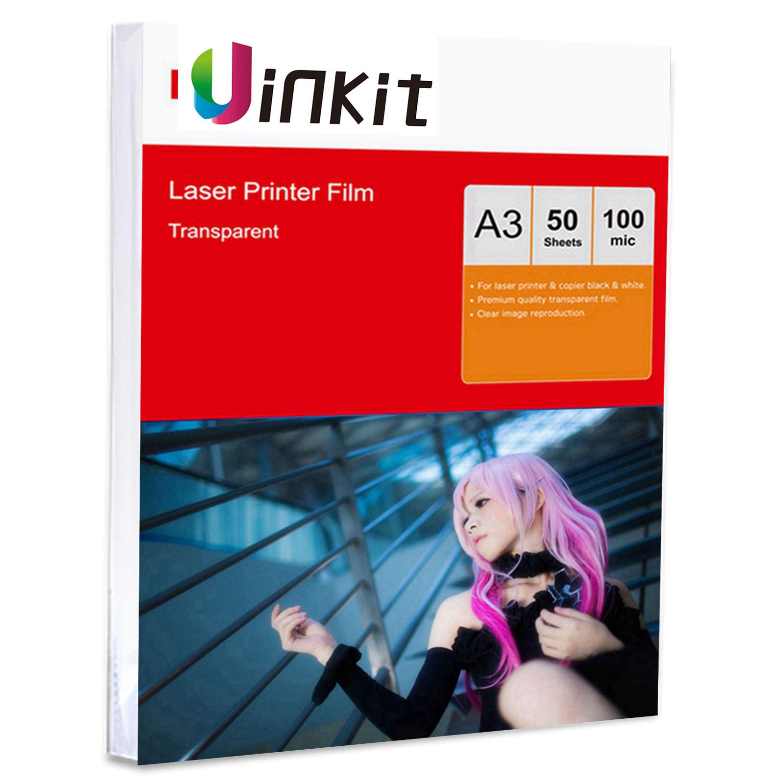 A3 OHP Film for LaserJet Printer - 50sheets Overhead Projector Film Acetate Transparency 420x297mm Uinkit