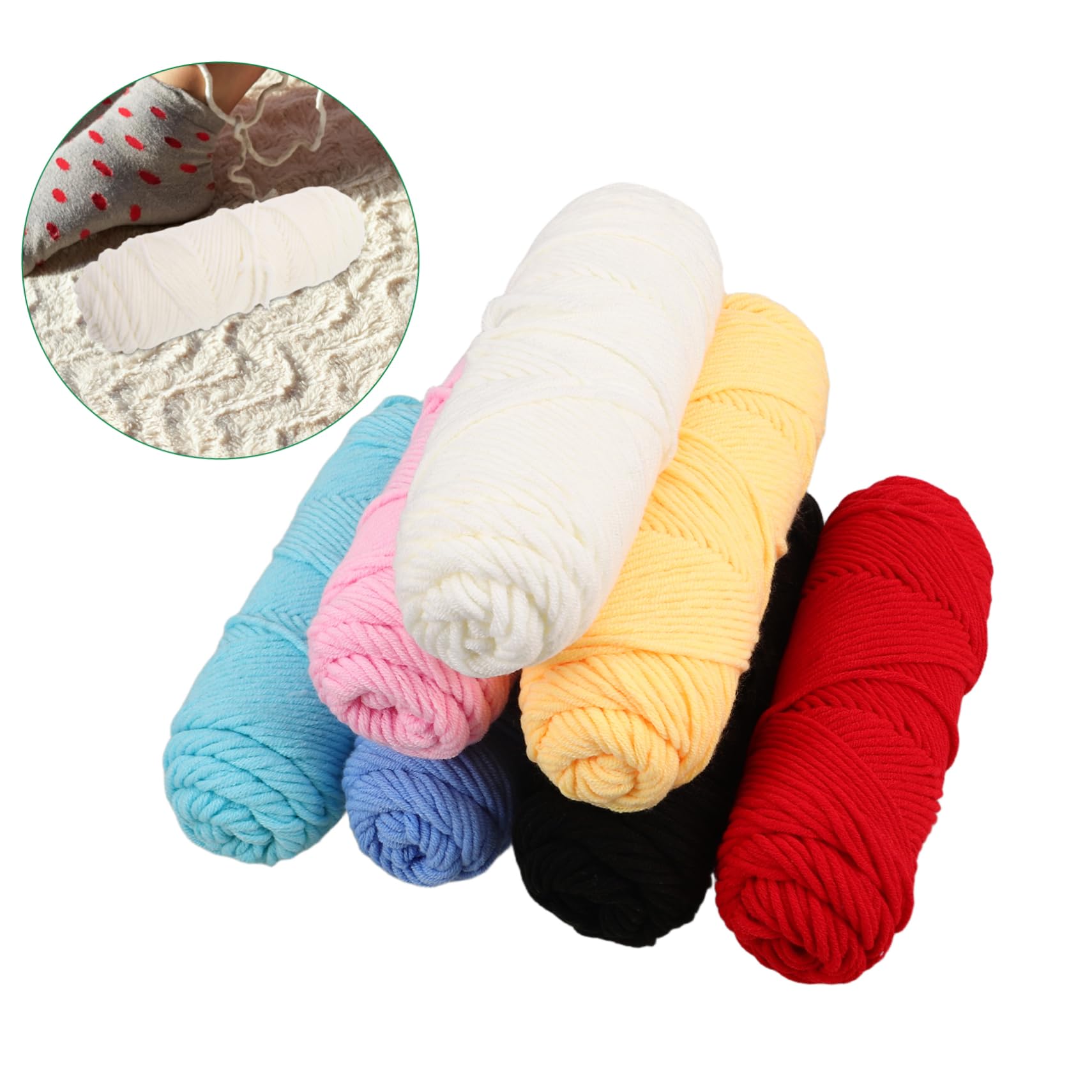 Filato di Cotone 8 Capi per Uncinetto, 7 Pezzi per Lavori Creativi | Lavabile e Resistente al Colore, Facile da Usare, Adatto a Principianti e Professionisti, per Sciarpe e Giocattoli