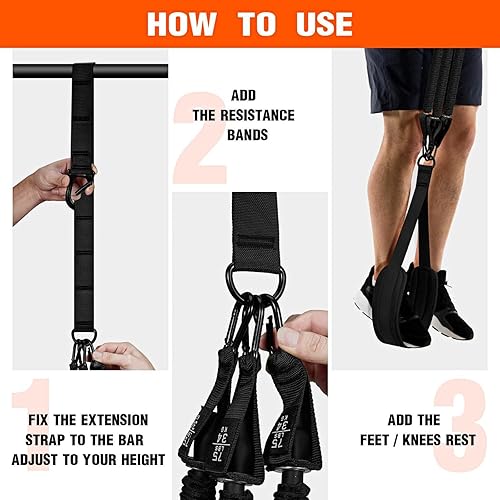 Miniatura 3 de Bandas de asistencia para dominadas, banda de resistencia ajustable y resistente para barra de dominadas, peso y tamaño ajustable con cómodos pies