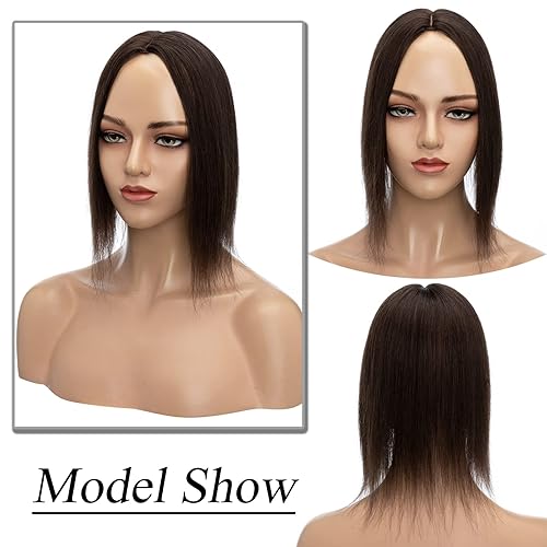 Miniatura 5 de MY-LADY Toppers de cabello humano para mujer, cabello Remy real, densidad del 130%, 3.9 x 4.7 in, base de seda, sin flequillo, piezas de cabello