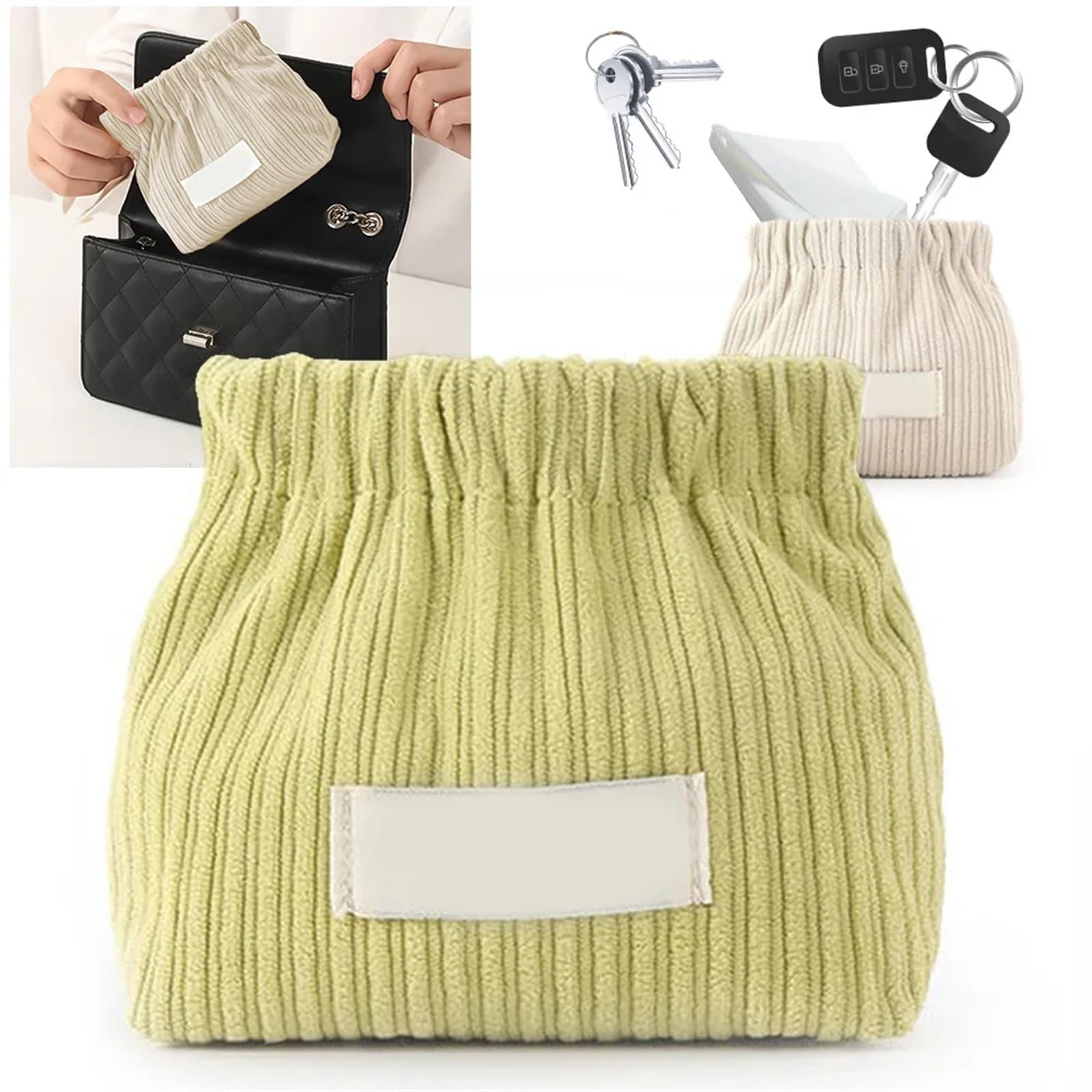 Corduroy Elastic Storage Bag 2 Stück elastische Haargummi-Organizer, Cord-Aufbewahrungstasche, Haar-Accessoire, Schmuck-Aufbewahrungs-Organizer for Frauen und Mädchen