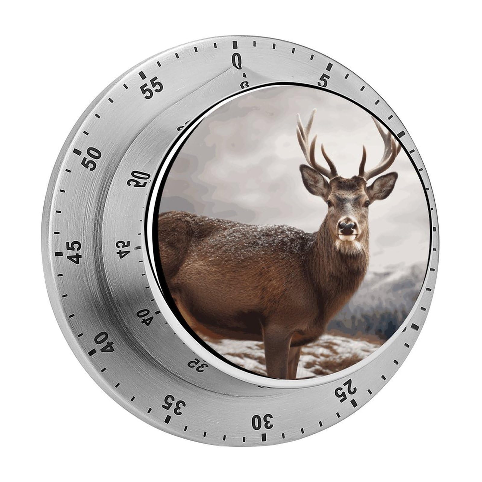 Wild Animals Deer Visual Timer with Loud Alarm 60-Minute Kitchen Timers Exquisite Stainless Steel Body - Mechanical Desk Timer Countdown Clock for Cooking Chef Clock