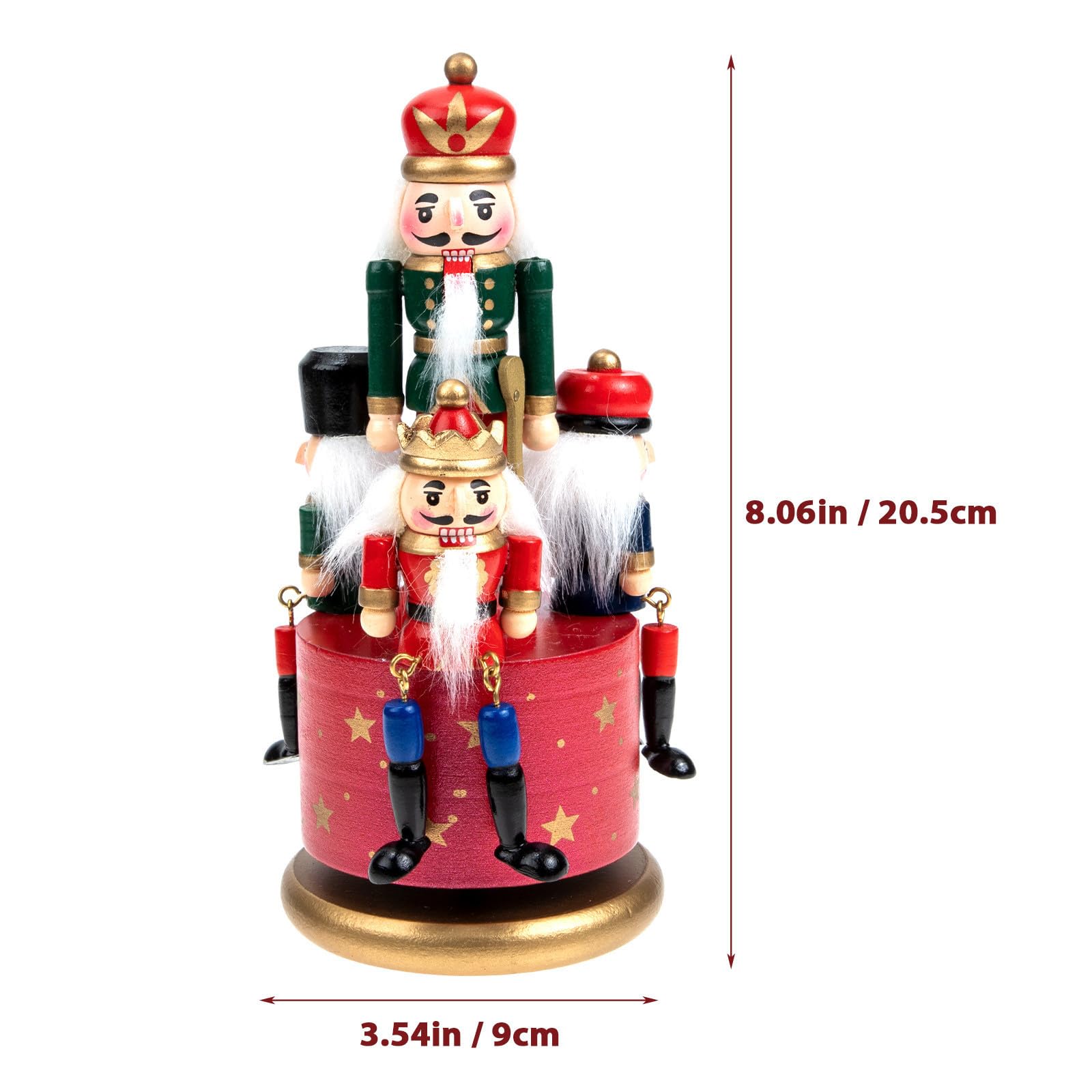 Caja de Música Giratoria de Madera Roja Diseño Navideño, Adorno Musical para Decoración de Mesas y Ambiente Festivo Hogar
