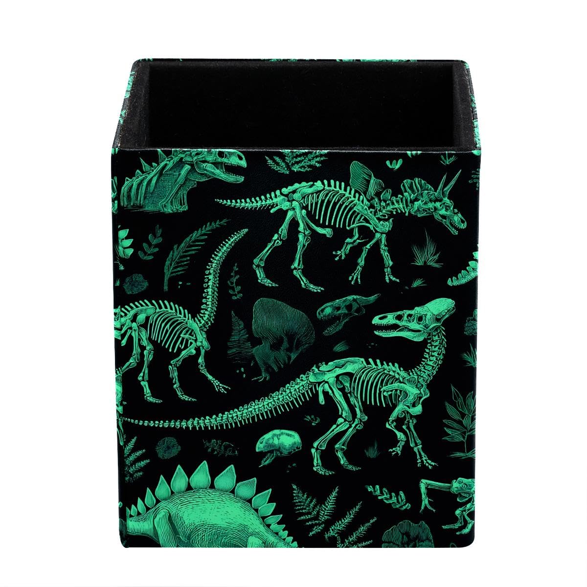 HEOEH Dinosaur Pen Holder Pen Pot, Square Pencil Cup for Desk