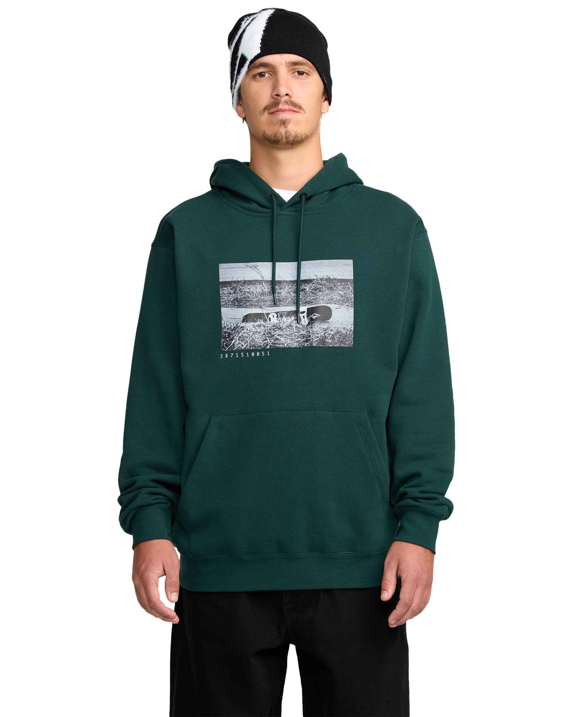 Volcom Męska bluza z kapturem Essential Riding - miękka polarowa bluza snowboardowa sweter, czarno-zielony, M