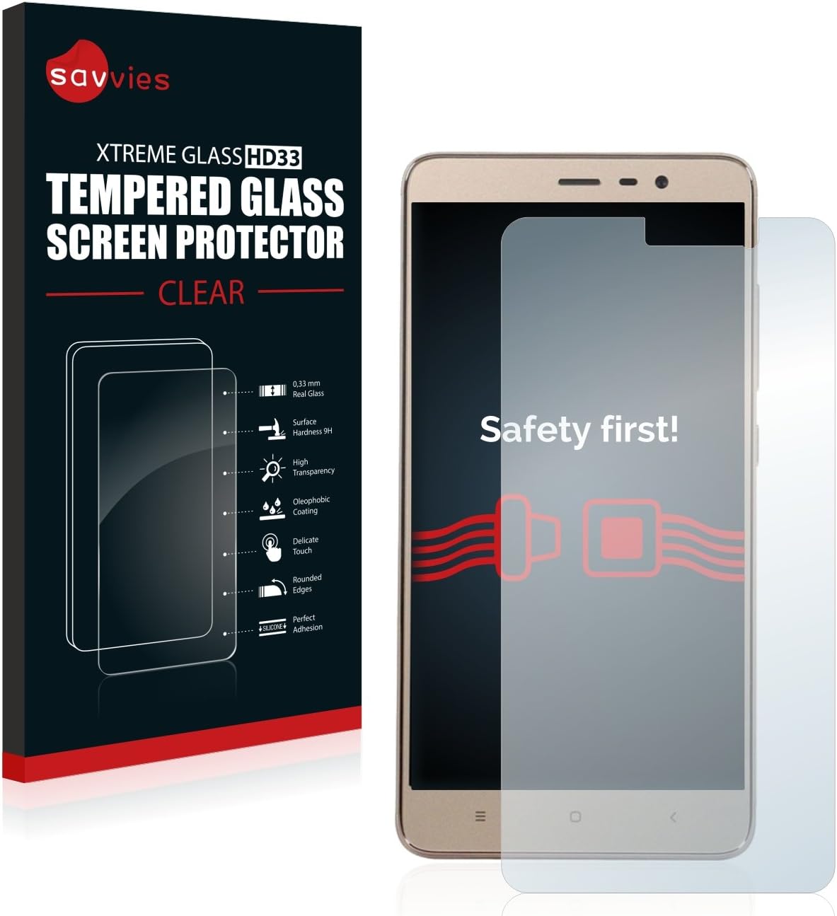 savvies Protector Cristal Templado Compatible con Xiaomi Redmi Note 3 Pro Protector Pantalla Vidrio, Protección 9H, Pelicula Anti-Huellas