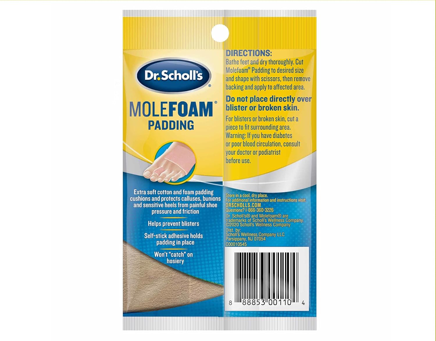Dr. Scholl's Molefoam Padding 2 Each (Pack of 5) : Health & Household