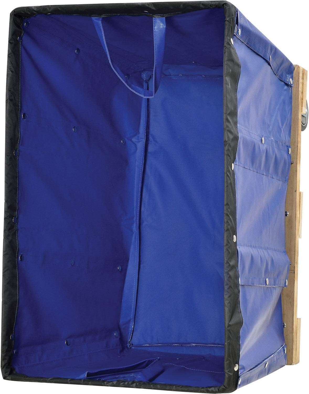 Global Industrial 8 Bushel, Blue Vinyl Basket Bulk Truck, Unassembled, 34" L x 22" W x 30-1/2"H, Rolling Laundry Cart, Commercial Material Handling Cart with 4" Casters