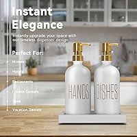 Vista 3 de Soap Dispenser Set, Contains Hand Soap Dispenser and Dish Soap Dispenser for Kitchen， Glass Soap Dispenser with Stainless Steel Pump，for Luxury Gold