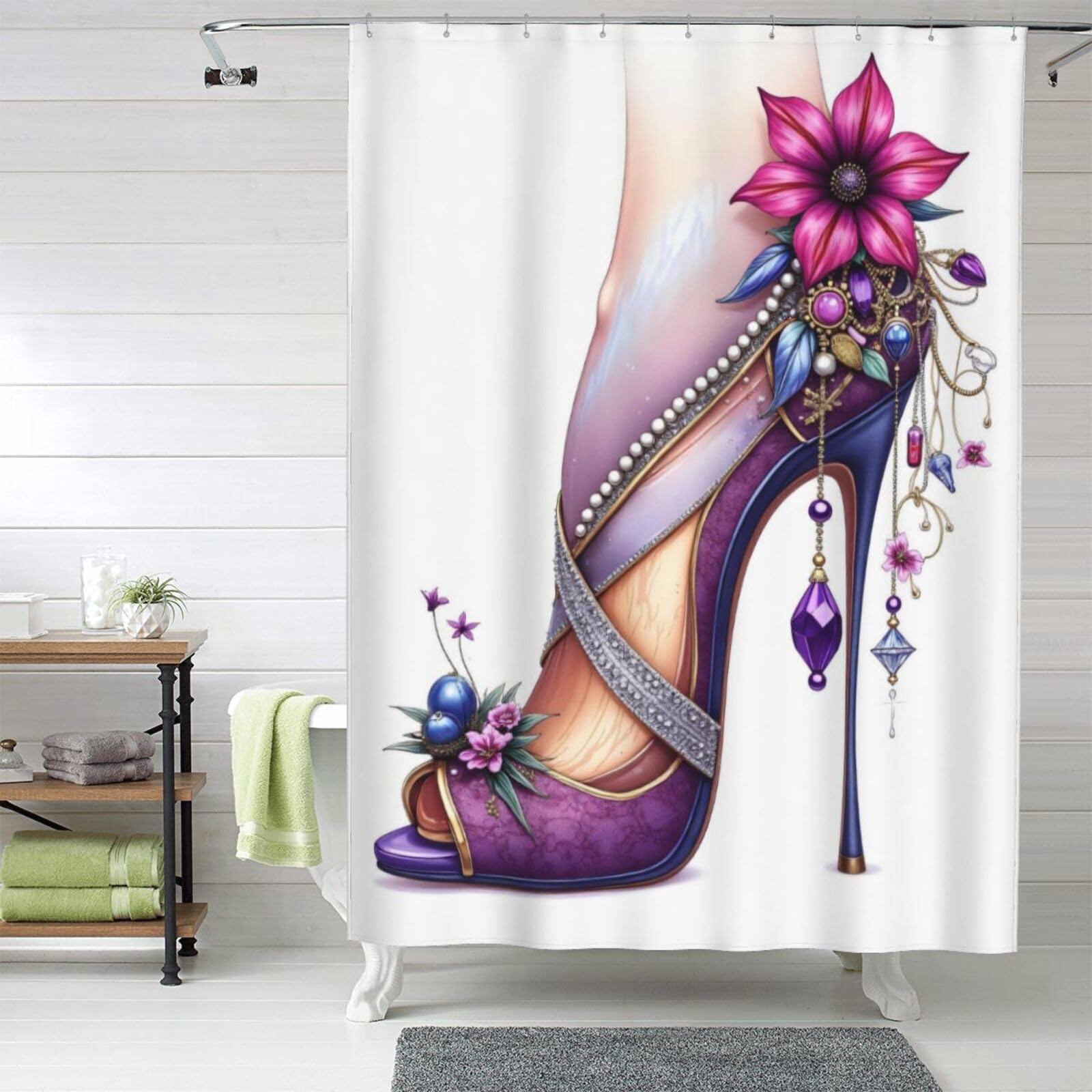 Rideau de douche en tissu 152x182 cm occultant pour stopper l'eau et les regards indiscrets