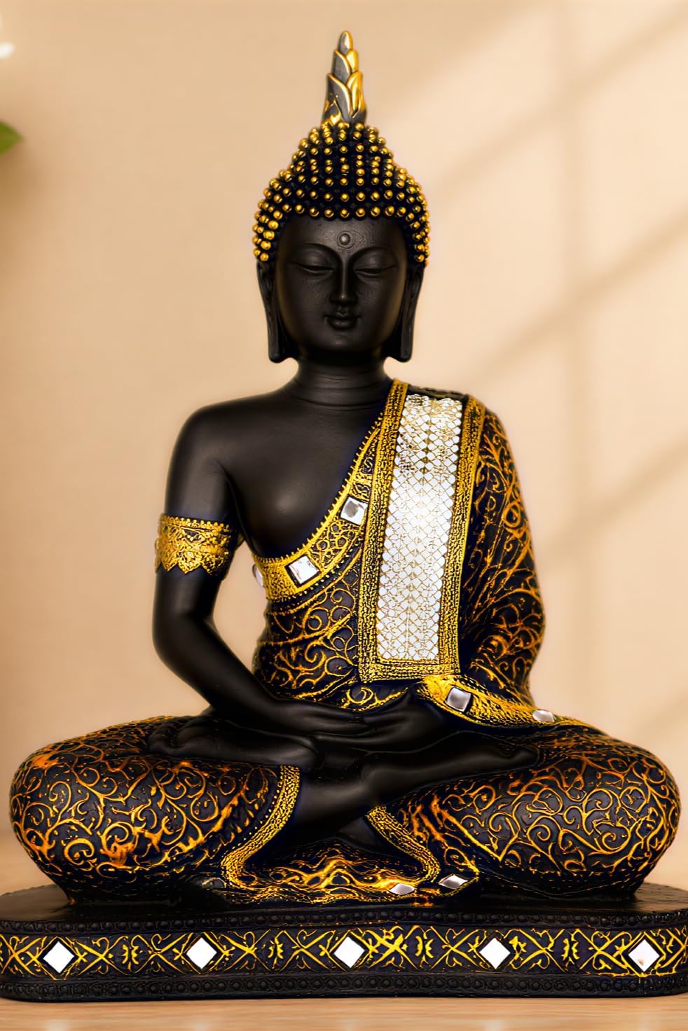 Global Grabbers new 25 centimetre Meditating sitting Buddha statue showpiece idol home decor items for living room and gifts (1, COP_BLK-BS2)