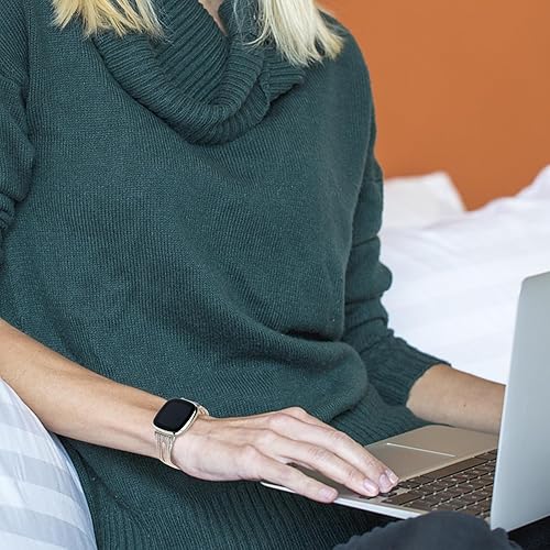 Miniatura 9 de VEAQEE Bandas tejidas para Fitbit Versa 4Sense 2SenseVersa 3 para mujeres y hombres, cómodas correas de repuesto de tela delgada, pulseras