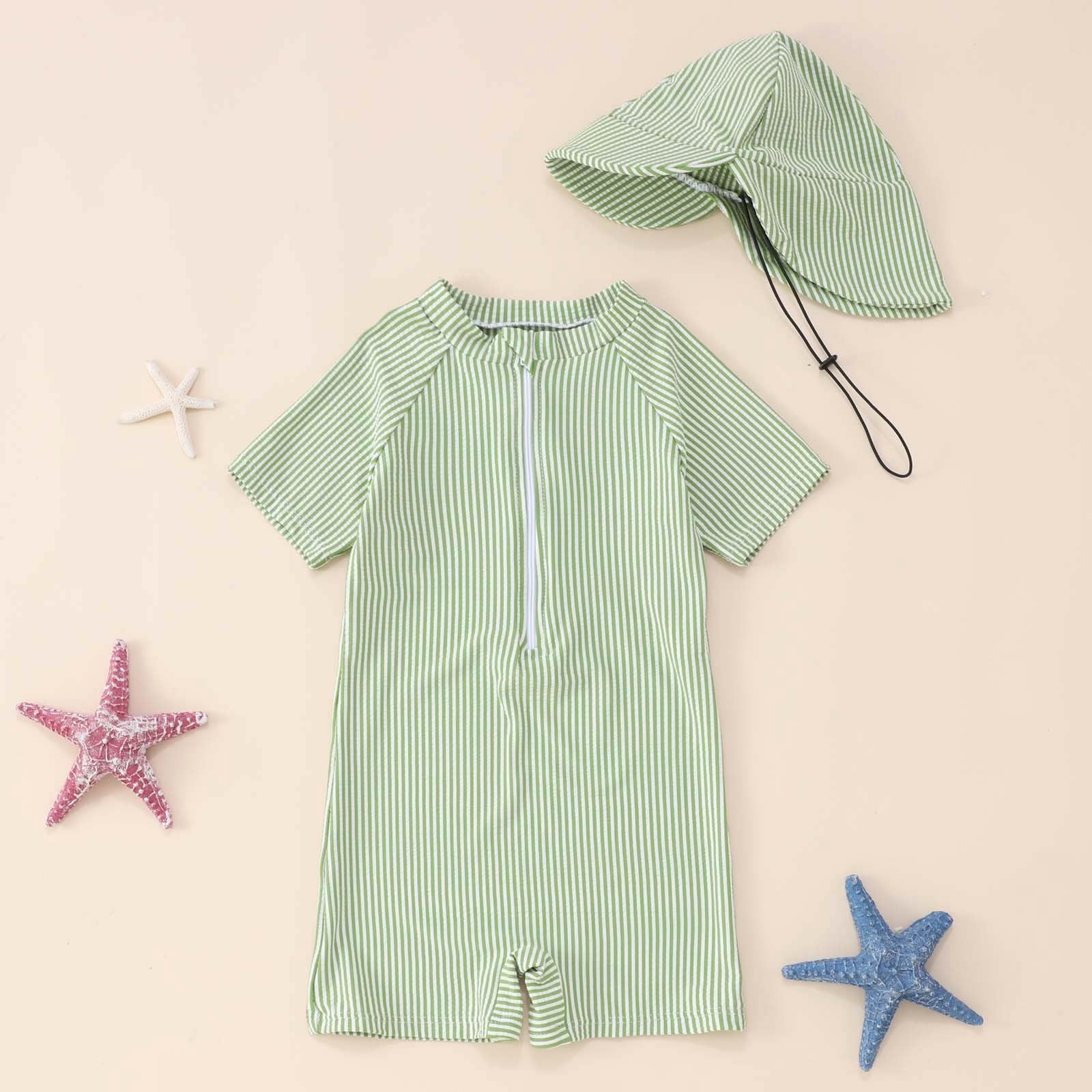 Generisch Ensemble de maillots de bain pour enfant et bébé garçon de 0 à 3 ans avec chapeau Rash Guard Maillot de bain d'été pour garçon de 0 à 3 ans