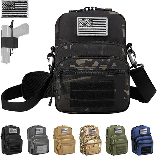 DBTAC - Bolsa de hombro táctica compacta con trabillas para cinturón y cremalleras bloqueables para el trabajo