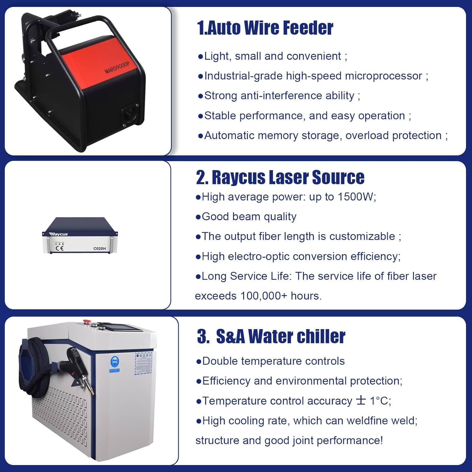 Soldadora Láser de Fibra 1500W / 2000W / 3000W 4 en 1 Soldadura, Limpieza, Corte y Soldadura Fuerte Soldadora Portátil Raycus para Todos los Metales, Eliminación de Óxido, Uso Industrial