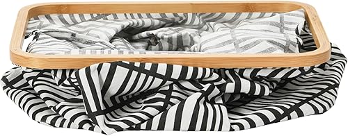 Miniatura 8 de Household Essentials Cesto Krush rectangular con borde de bambú con asas recortadas, blanco y negro