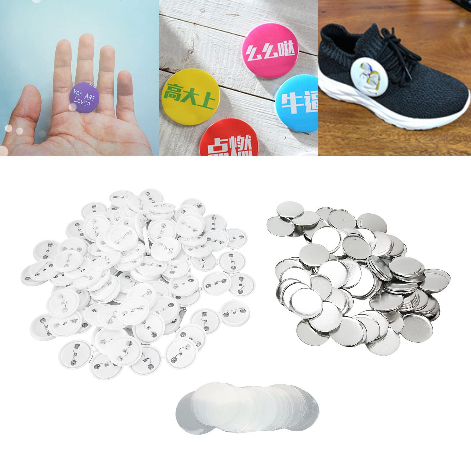 100 Set di Spille Fai-da-te Parte Spille in Plastica in Latta per Bottoni in Bianco per Macchina per la Creazione di Badge (44 MM) Handcraft Materials