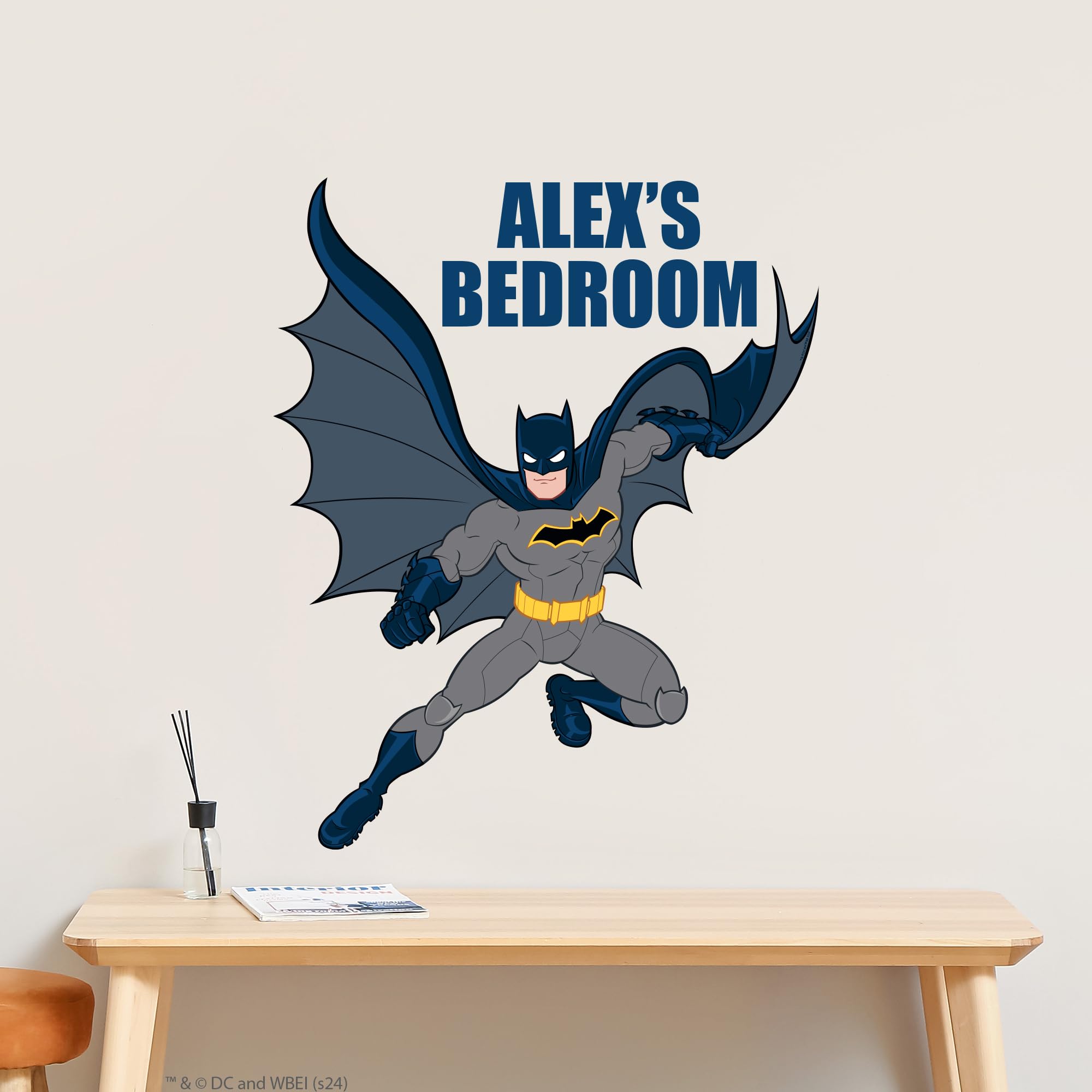 Batman™ Wall Sticker - Jumping Personalised Wall Decal DC Superhero Art (60cm Height x 50cm Width)