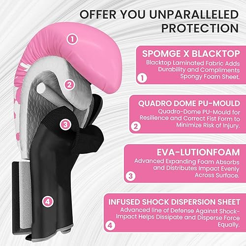 Miniatura 3 de FINGER TEN Guantes de boxeo para mujer, guantes de boxeo para boxeo, kickboxing, entrenamiento de artes marciales mixtas, guantes de cuero negro, 8,