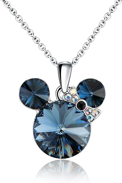 HERMOSO Luckly Mouse Pendant Necklace for Women/Girls, Made with Crystal,Lovely Necklace Gift Platinum Plating Jewellery Chain 16+2"