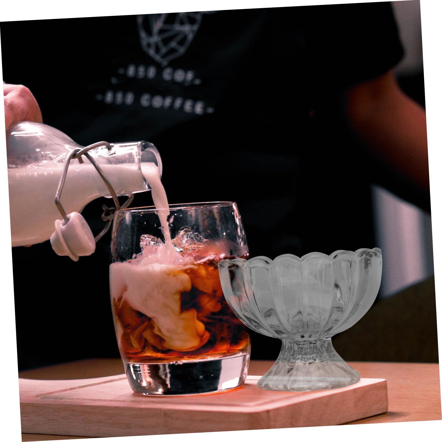 Amosfun Coppe da Gelato e Budino in Vetro a Forma di Loto, 150ml, Set da 5 Pezzi, Facili da Pulire, per Dessert e Presentazione