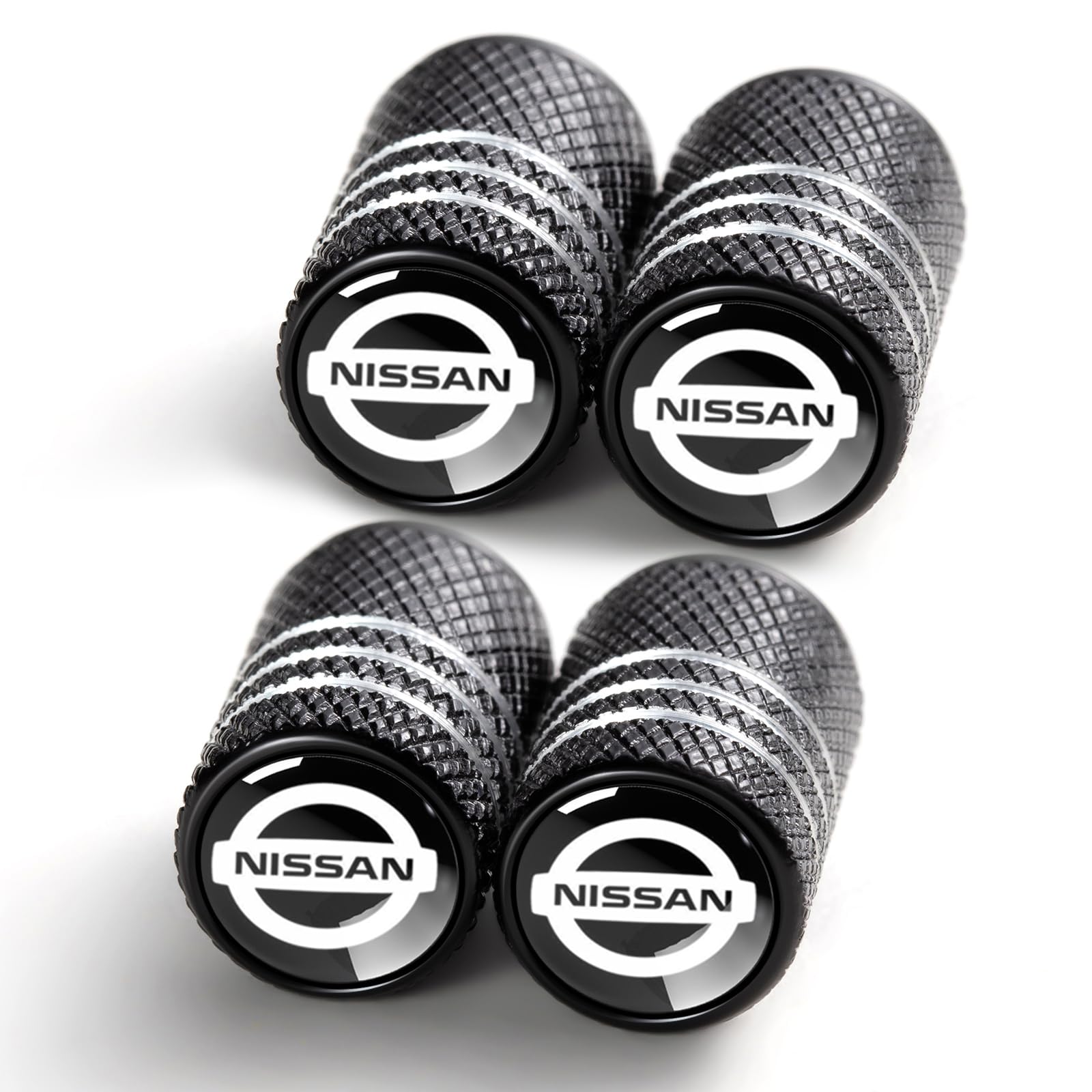 Tire Valve Stem Cap Cover Fit for Nissan Series Belt O-Ring Seal Corrosion Resistant Tire Valve Caps Car Accessories 4Pc Black
