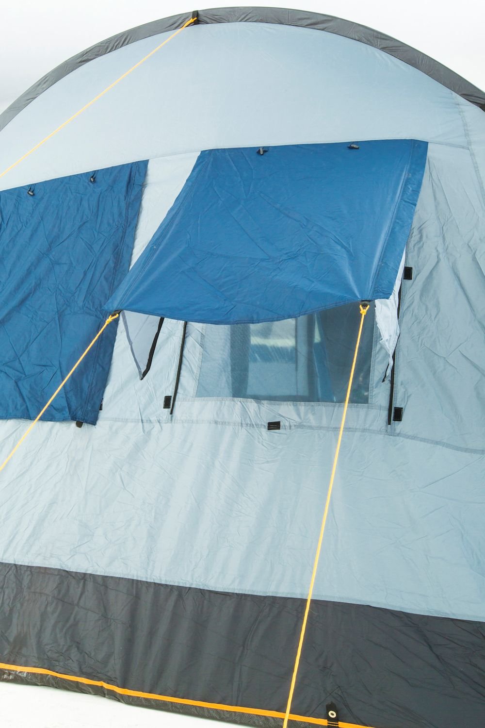 CampFeuer Tenda a tunnel "TunnelX" | Tenda familiare grande con 3 ingressi | grigio/blu | 5.000 mm di colonna d'acqua | Tenda per 4 persone, Tenda da campeggio