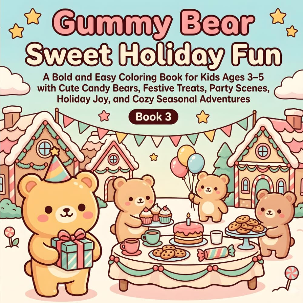Gummy Bear Sweet Holiday Fun: A Bold and Easy Coloring Book for Kids Ages 3–5 with Cute Candy Bears, Festive Treats, Party Scenes, Holiday Joy, and ... (Gummy Bear Dreamland Coloring Book Series)