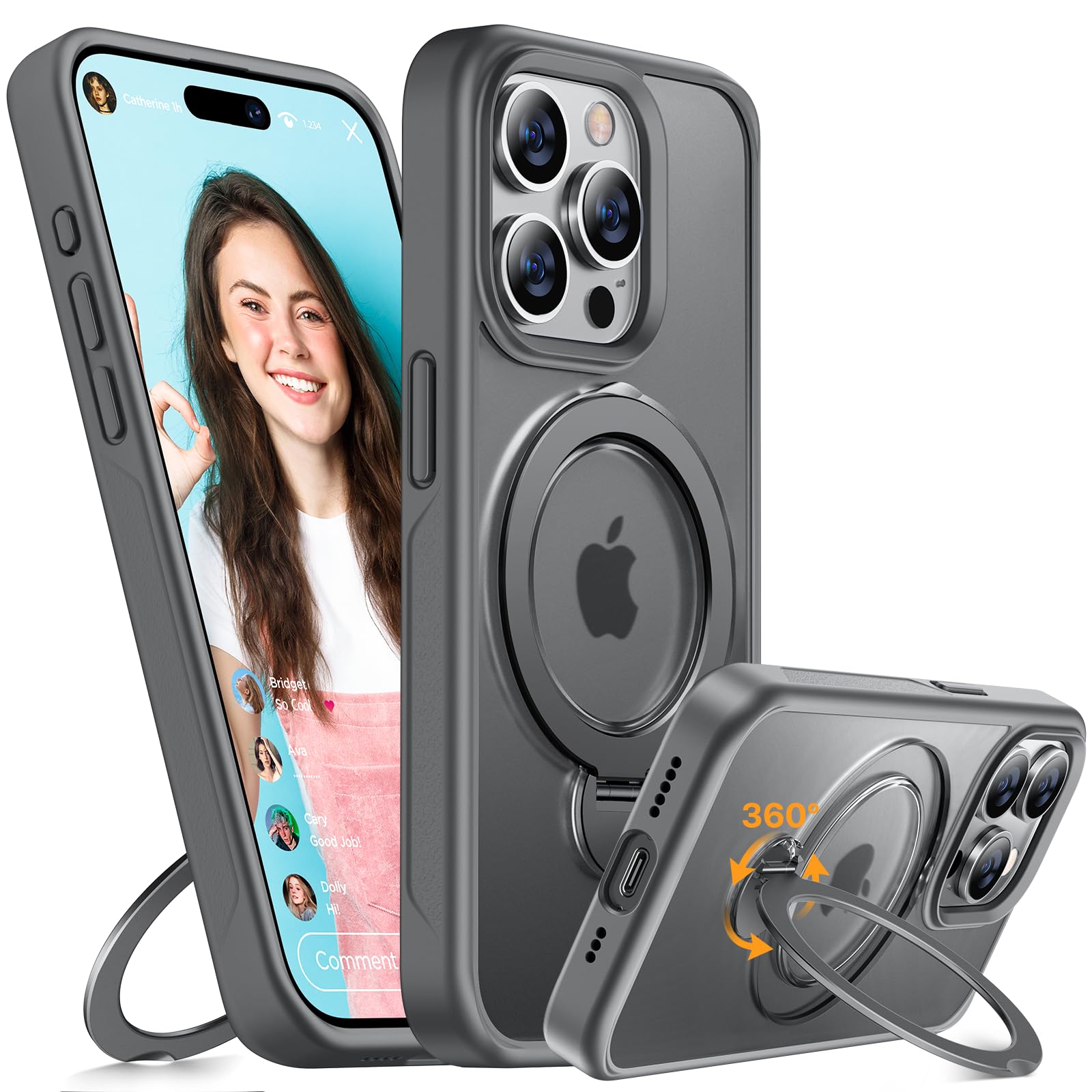 Miracase Magnetisch für iPhone All Series Hülle mit Magsafe [TOP Militärschutz & Magnetkraft] Stoßfest Kratzfest mit Samtiger Haptik Extrem Langlebig Handyhülle für iPhone