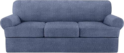 Miniatura 1 de Funda de sofá con cojín en forma de T, 4 piezas, fundas de sofá suaves para sofá con cojín en T, protector de muebles con 3 fundas individuales en