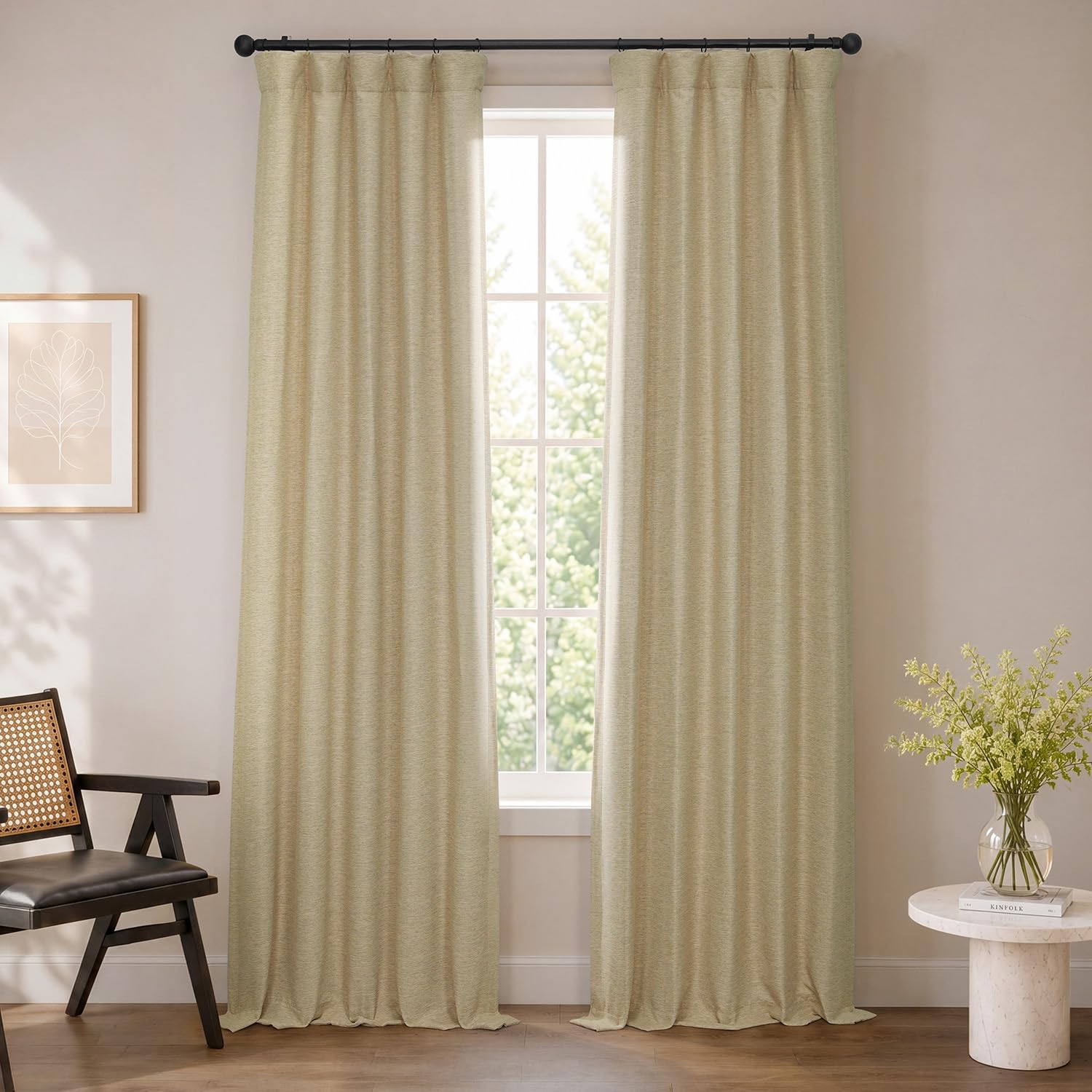 HPD Half Price Drapes Bellino Room Darkening Curtains 108 Inches Long Curtains for Bedroom & Living Room (1 Panel), 50W x 108L, Ginger