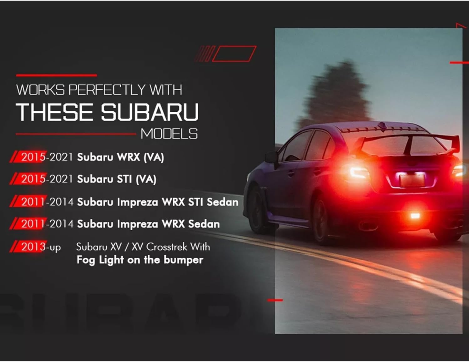 Exterior Lights - LED F1 4th Brake Light Fog Lights W/Reverse For Subaru WRX/STI 2015-2021, Neon Yellow Green Mamba, Clear Lens, 12V, Polished plug and play