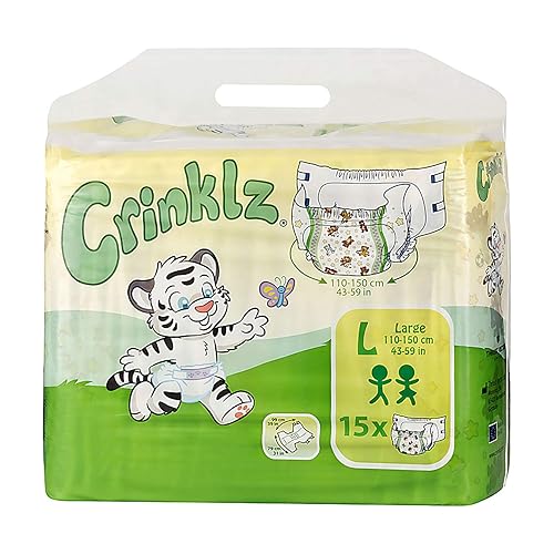 Crinklz Tab-Style Briefs Adult Printed Diapers, Large, Pack/15