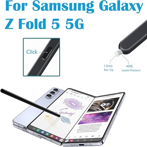 Miniatura 2 de Galaxy Z Fold 5 5G - Lápiz táctil de repuesto para Samsung Galaxy Z Fold5 5G S Pen Galaxy S Pen 5 Fold Edition Touch Stylus con adaptadores (negro)